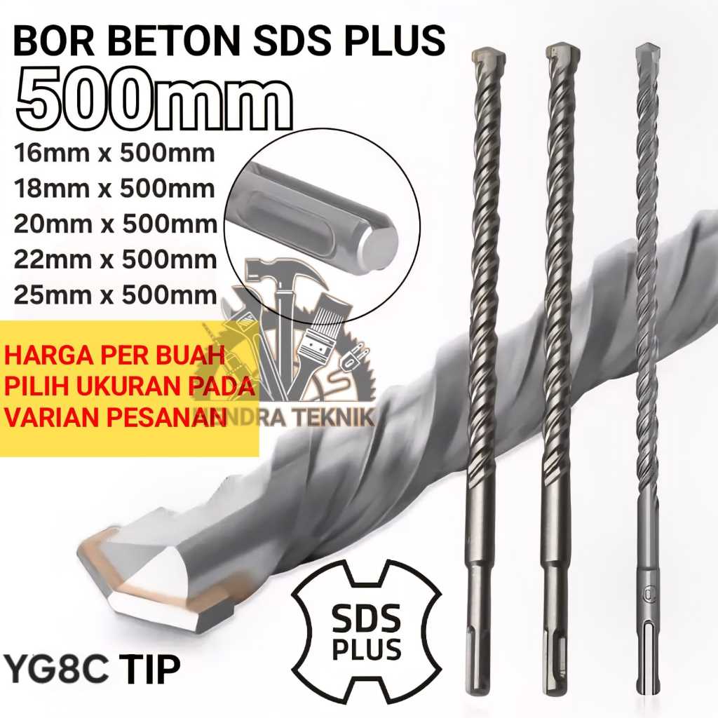 BOR BETON SDS 500MM MATA BOR SDS 16mm 18mm 20mm 22mm 25mm BOR SDS PLUS 16 / 18 / 20 / 22 / 25 MM PAN