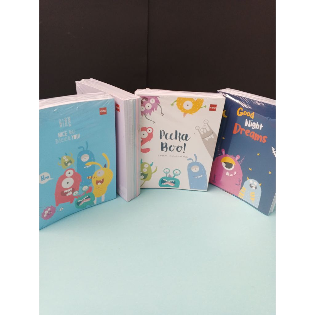 

Buku Tulis Deli Notebook Monster A5 38 Lembar isi 10 buku per Pack. Buku Sekolah