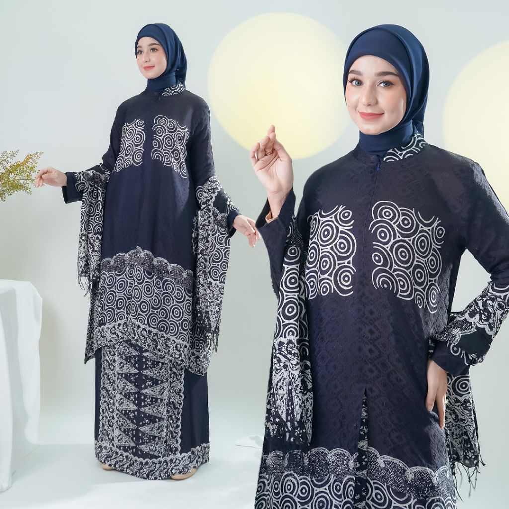 ‎Set Tunik Batik Dobby Sutra Viscose Baju kondangan wanita kekinian Batik Wanita lengan panjang
