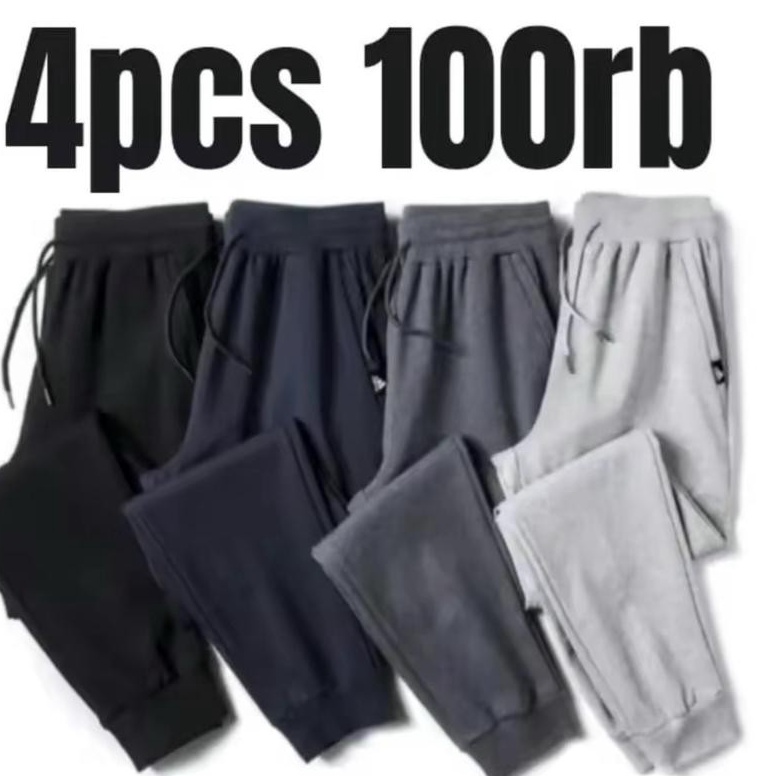 KODE M4G 9RIBU DAPAT 4 PCS PAKET HEMAT CELANA JOGGER POLOS BABYTERY CELANA PANJANG PRIA CELANA TRAIN