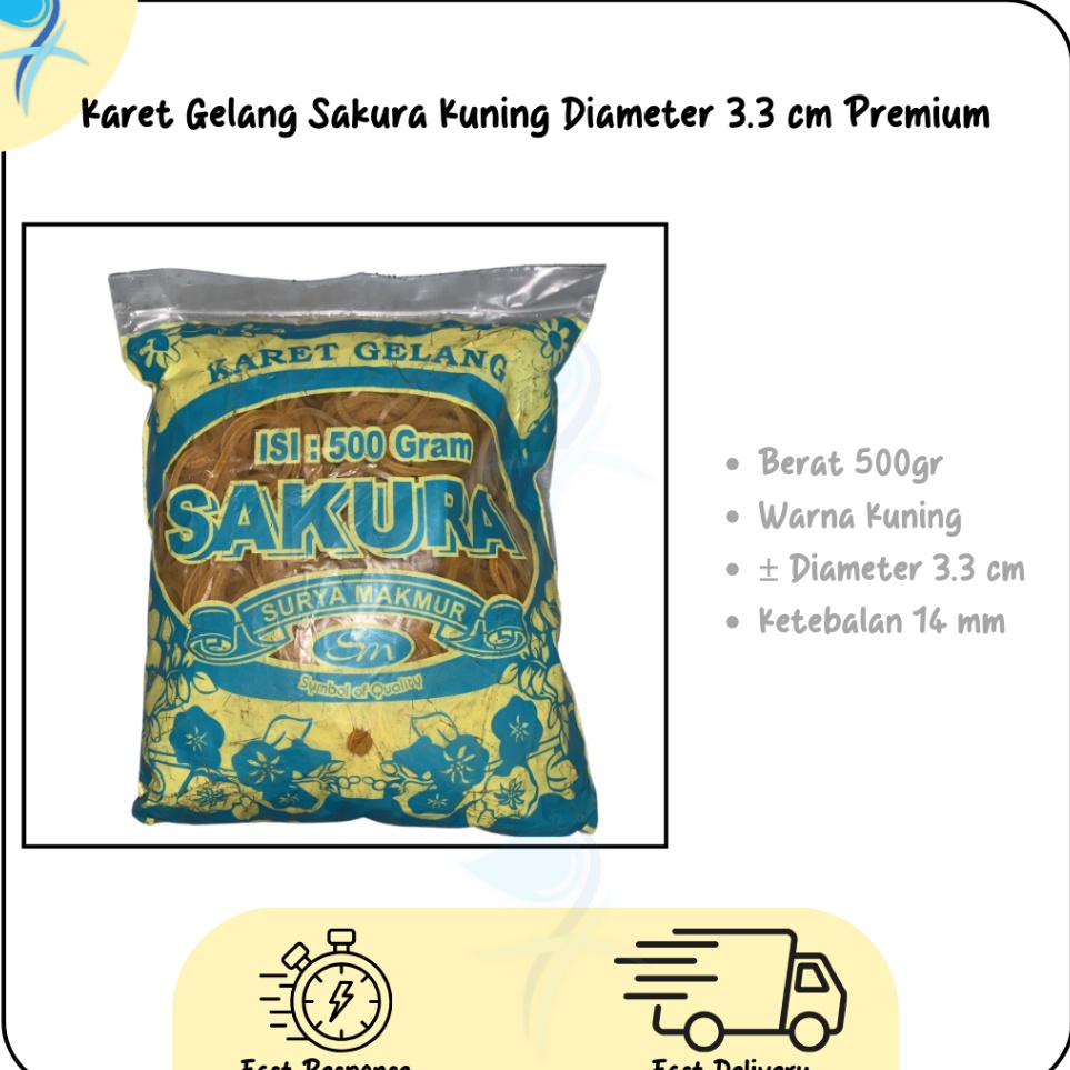 

KODE X43I Karet Gelang Sakura Kuning Premium 5 gram Diameter 33 cm