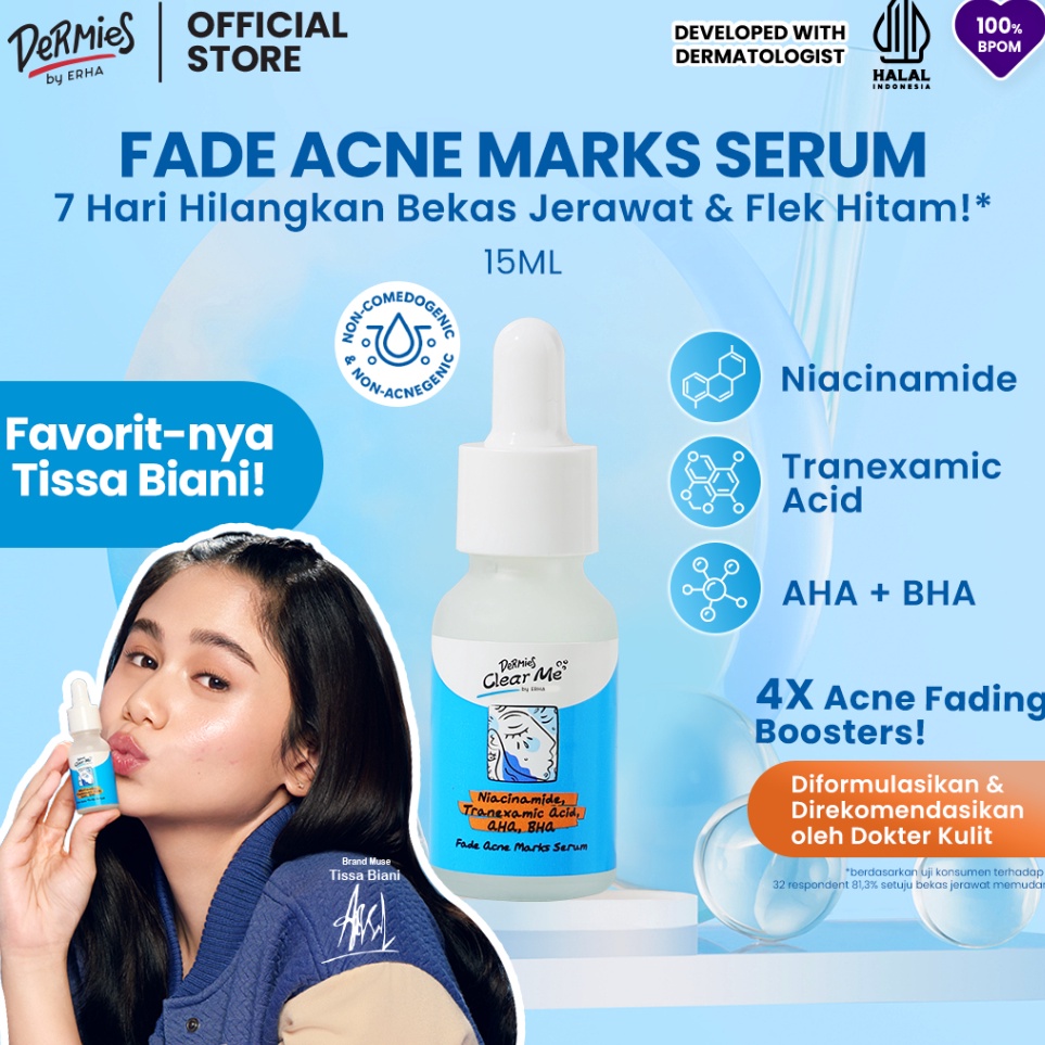 COD  DERMIES Clear Me by ERHA Fade Acne Marks Serum  Serum Hilangkan Noda Bekas Jerawat PIE PIH dan 