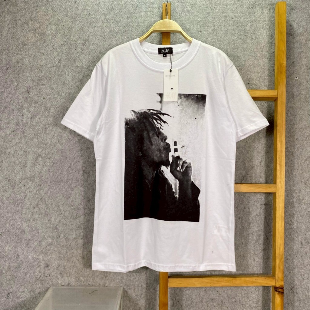 TSHIRT REGULER MUSIC BAND BOOTLEG VINTAGE UNISEX BOB MARLEY WHITE 01