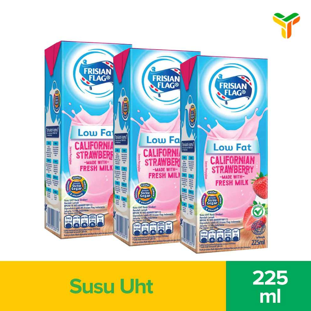 

3pcs Frisian Flag Low Fat Strawberry 225Ml
