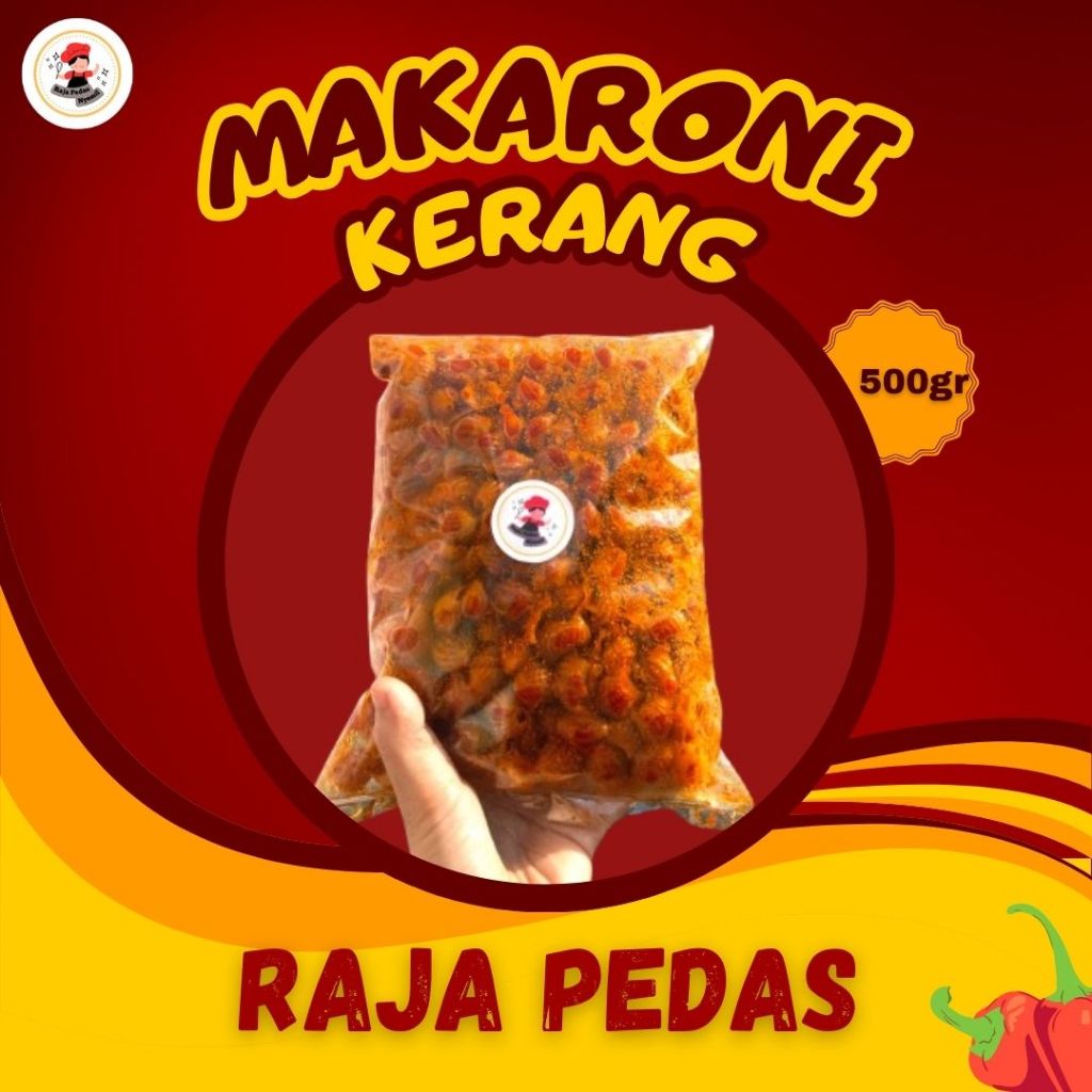 

500gr-Makroni kerang pedas gurih cemilan viral pedas