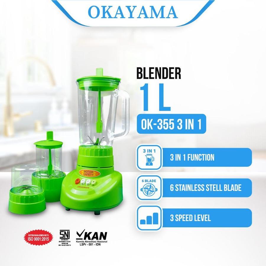 OKAYAMA BLENDER PLASTIK 3 IN 1 (3 TABUNG) TERMURAH - BLENDER OKAYAMA 3IN1