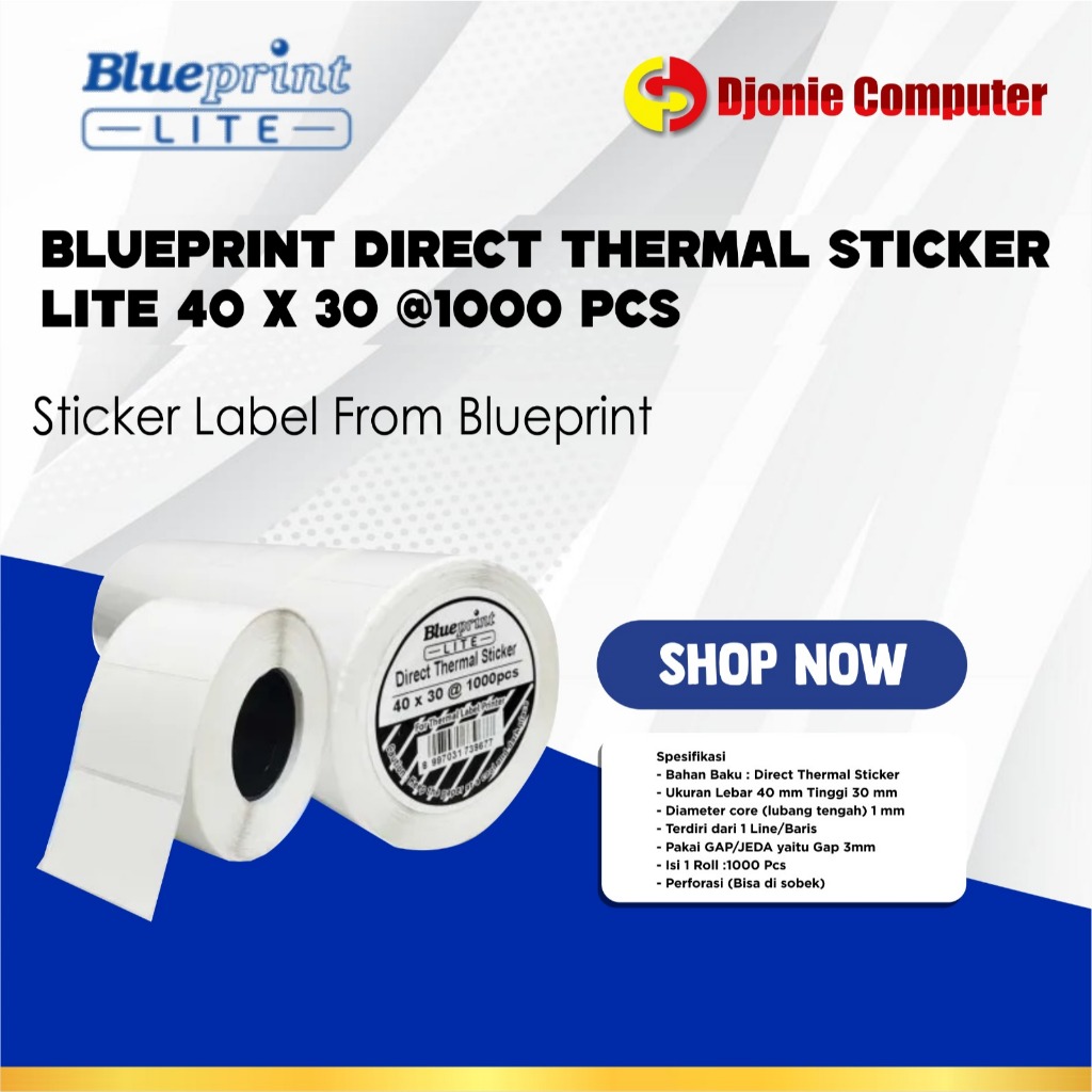

Blueprint Direct Thermal Sticker LITE 40x30 @1000pcs