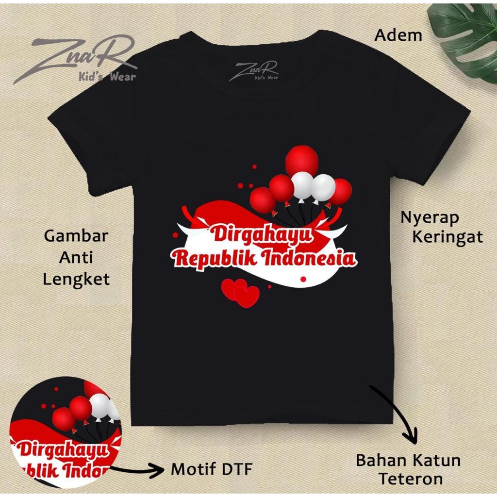 Znar - Baju Kaos Anak Perempuan Edisi 17 Agustus / Tshirt Anak Laki Laki Lengan Pendek Kemerdekaan U