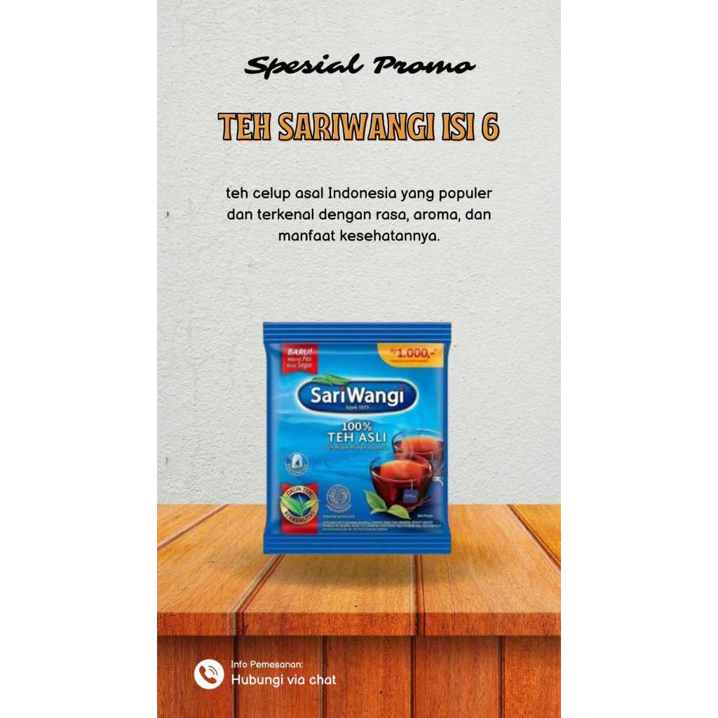 

Teh Celup Sari Wangi Sachet - Satu Renceng isi 6