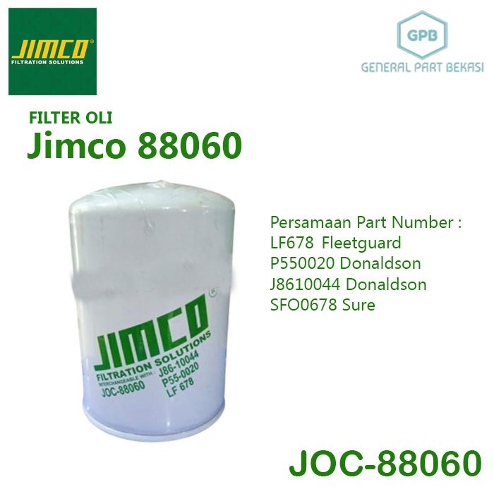 Filter Oli Jimco JOC-88060 JOC88060 LF678 P550020 J8610044 SF00678 BT259 W9364 C-7910 C7910 25014748