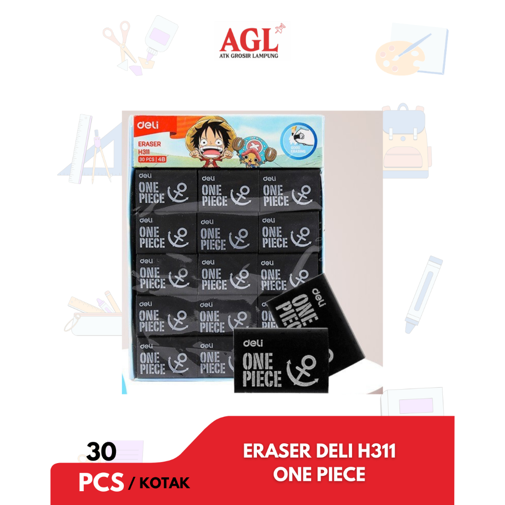 

DELI - (30pcs) ERASER / PENGHAPUS DELI H311 KARAKTER LUCU one piece - warna hitam - Grosir
