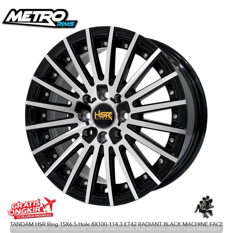 TERBARU velg racing sporty ring 15x65 black polish untuk mobil brio agya ayla velk HSR Tandam R15