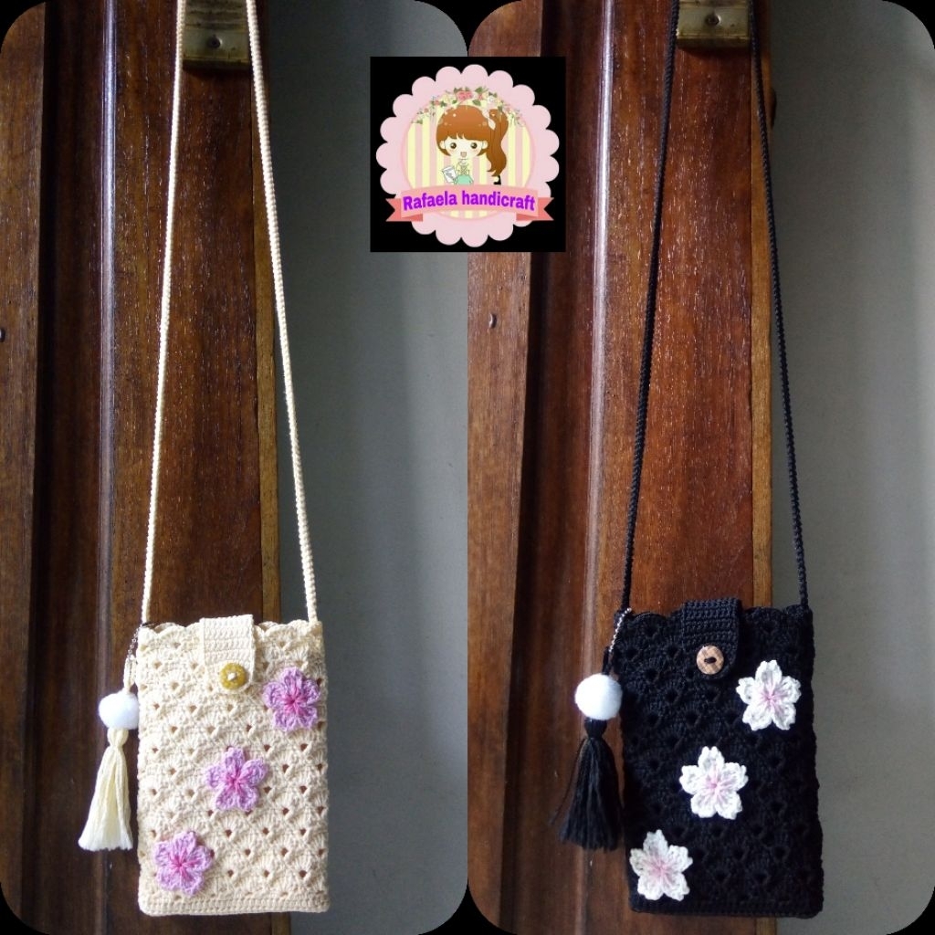 Tas rajut HP/Tas rajut selempang/Tas rajut handmade