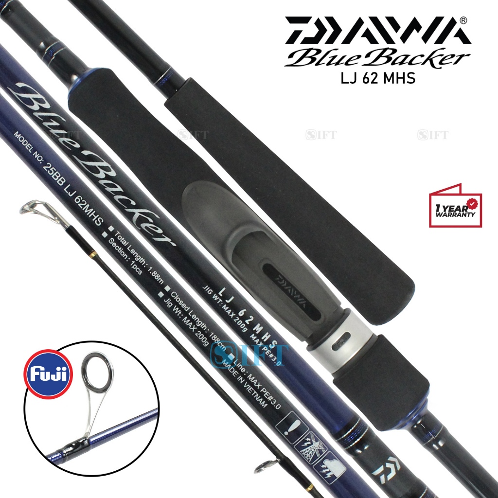 Joran DAIWA BLUE BACKER [2025] LJ 62MHS 62MHB 188cm | Sambung 1 Fuji Guides + Seat | OH Spinning Bai