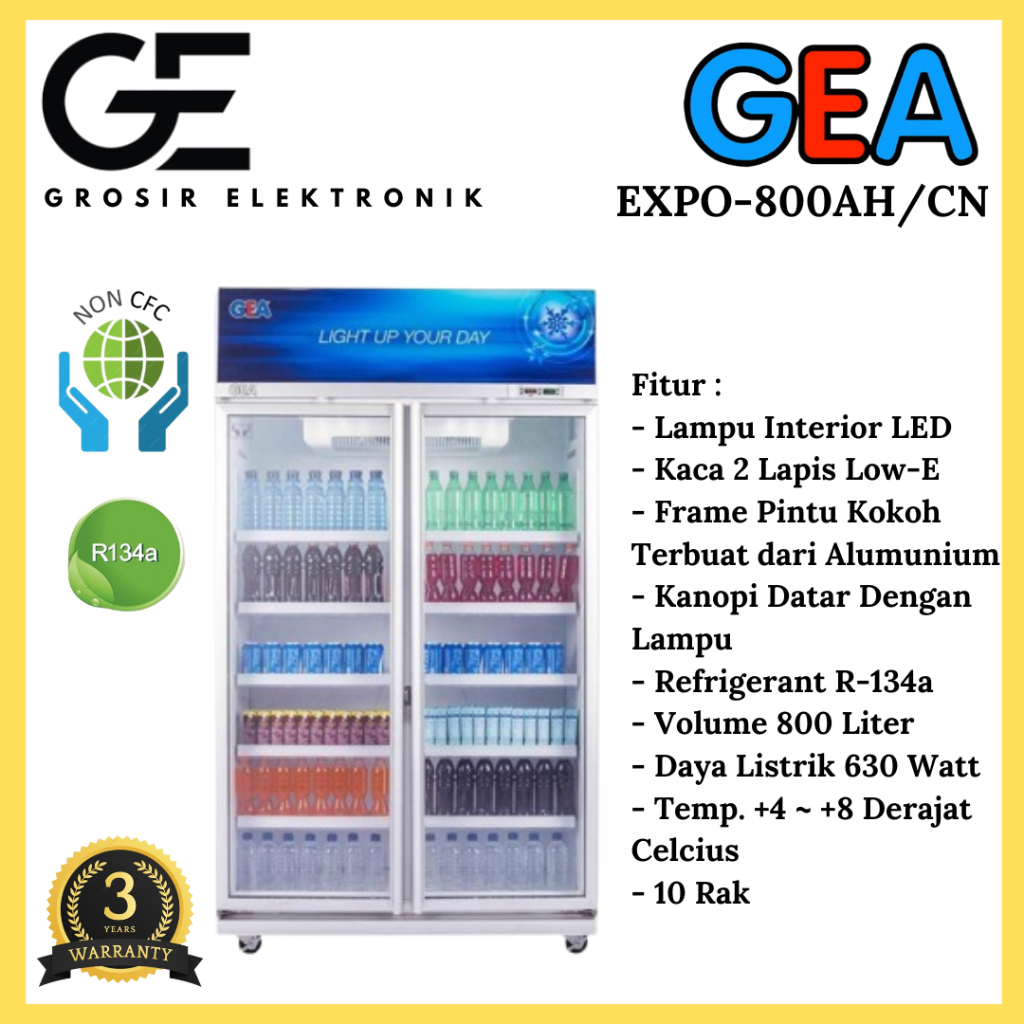 Showcase 2 Pintu GEA 800 Liter Display Cooler EXPO-800AH/CN Garansi Resmi
