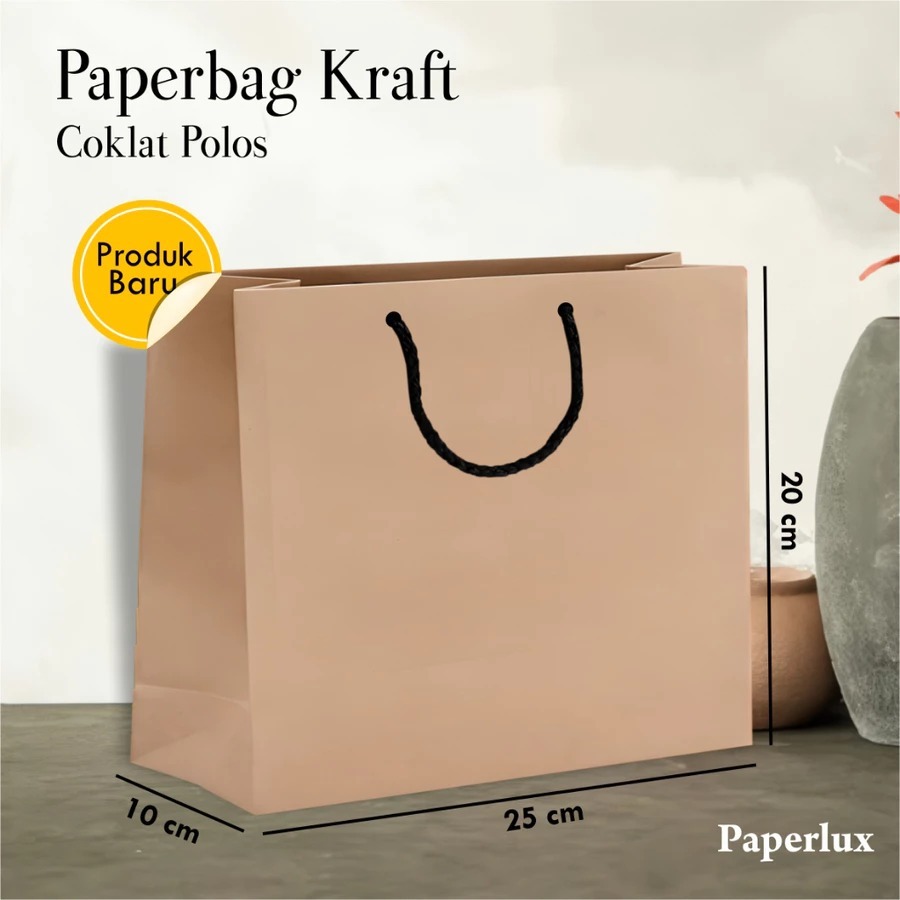 

[12 PCS] PAPER BAG KRAFT POLOS PAKET LUSINAN - TAS SOUVENIR PERNIKAHAN UKURAN 25 X 20 X 10 READY
