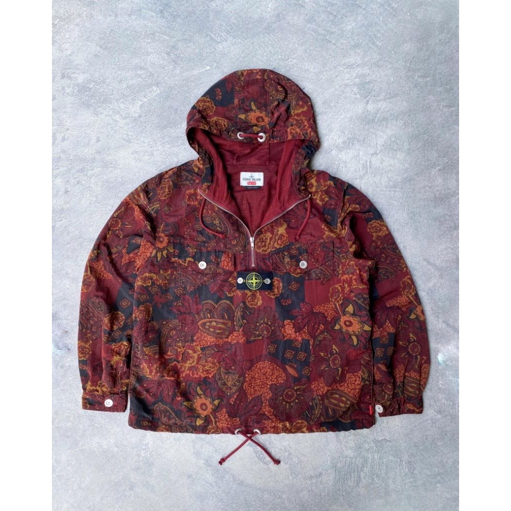 Stone island x supreme paisley hoodie authentic originalsize