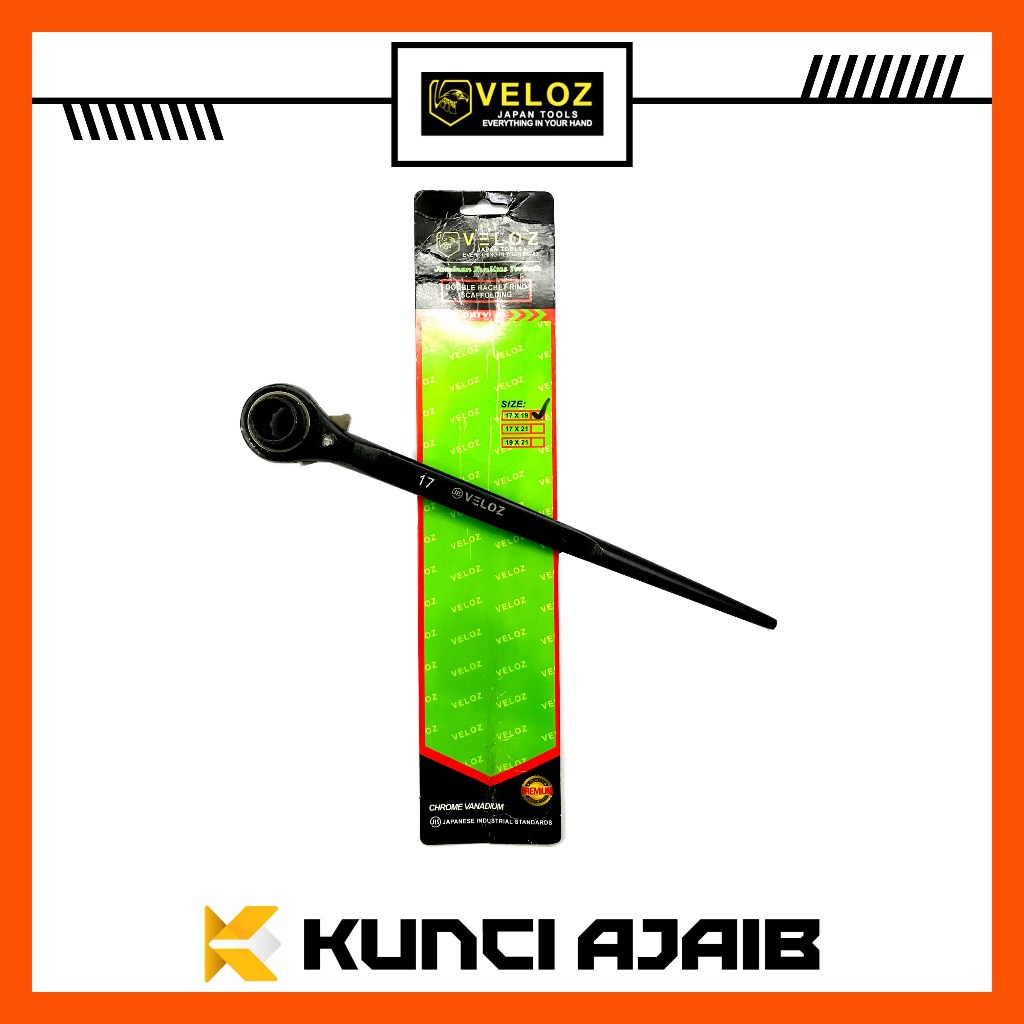 VELOZ Kunci Double Rachet Ring Scafolding - Sharp End Ratchet Wrench Chrome Vanadium