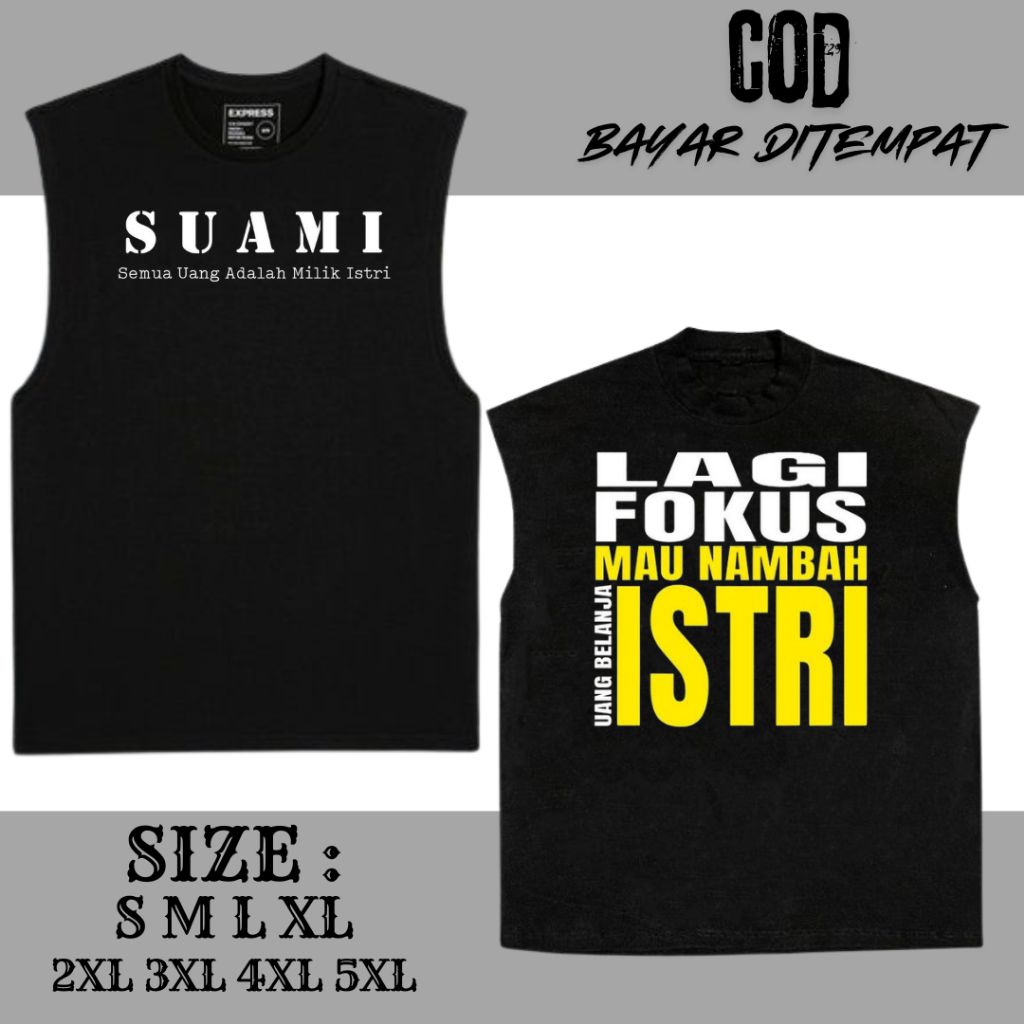 Promo Kaos Singlet Suami Takut Istri Bahan Cotton Combed Premium Warna Hitam