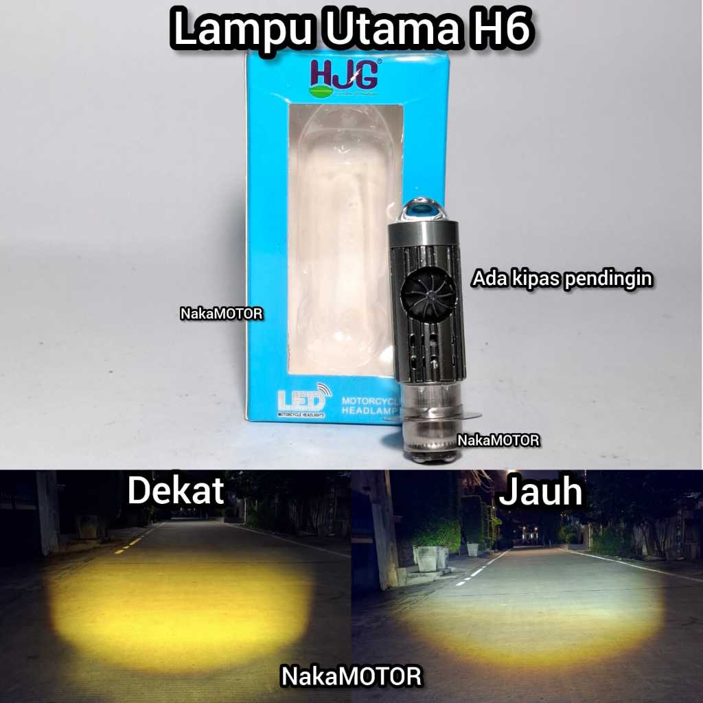 Lampu Utama LED H6 Laser HJG Senja Biru + Kipas Pendingin High Low