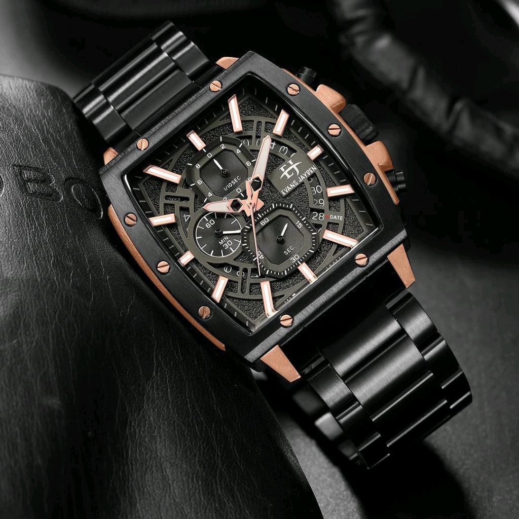 Jam Tangan Pria Evans Jayden 9463 Analog Cronograph Stainless Steel Original Garansi 1 Tahun