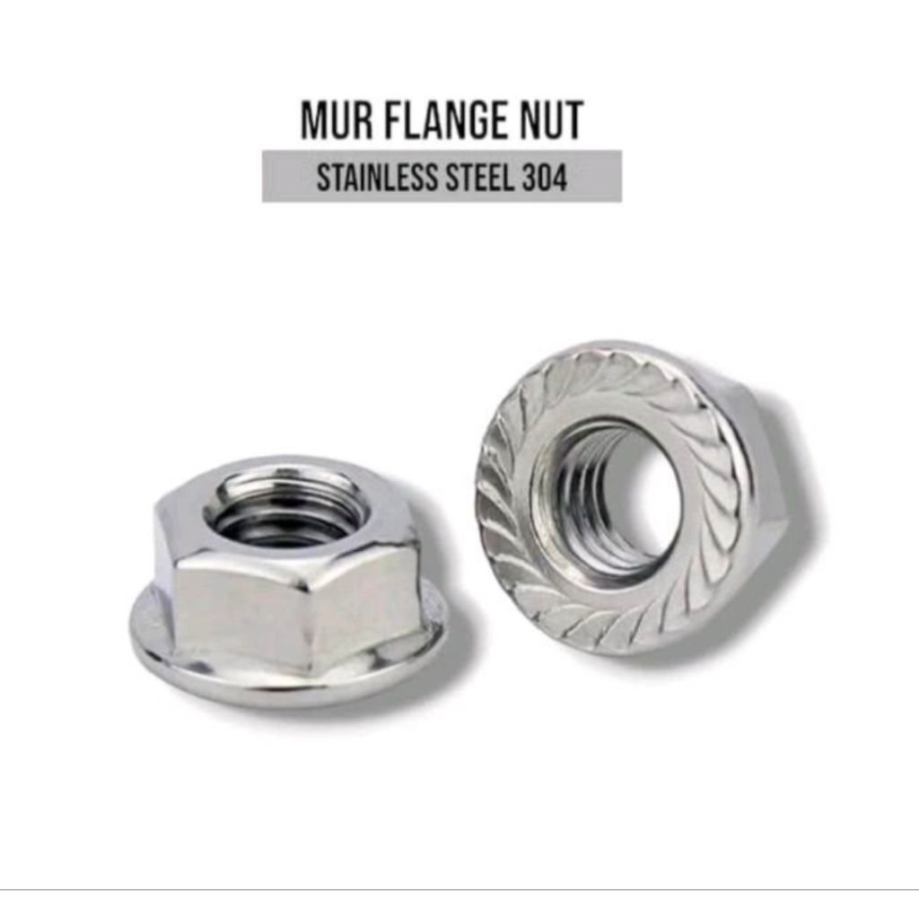 Mur Flange Nut M12 Mur 12mm Stainless Steel 304 Anti Karat Kualitas Terbaik