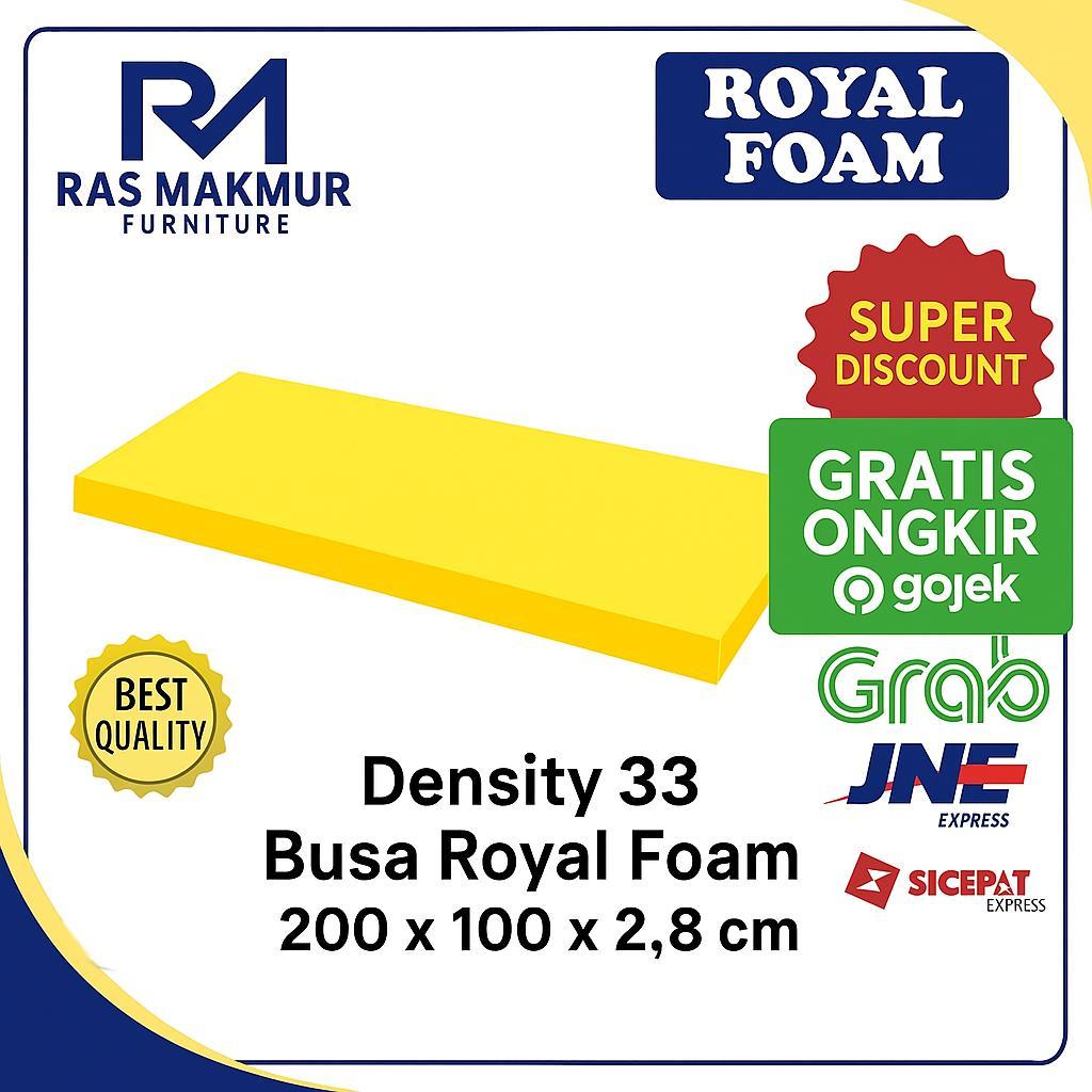 Busa Lembaran Royal Foam Kuning Density 33 Ukuran 200x100x2.7 cm – Padat, Lentur, Serbaguna