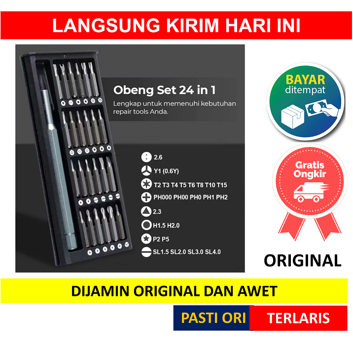 Obeng 24 Set 24in1 in 1 Magnet Multifungsi isi 24 Servis HP Handphone Jam Tamiya Multi Magnetic Scre