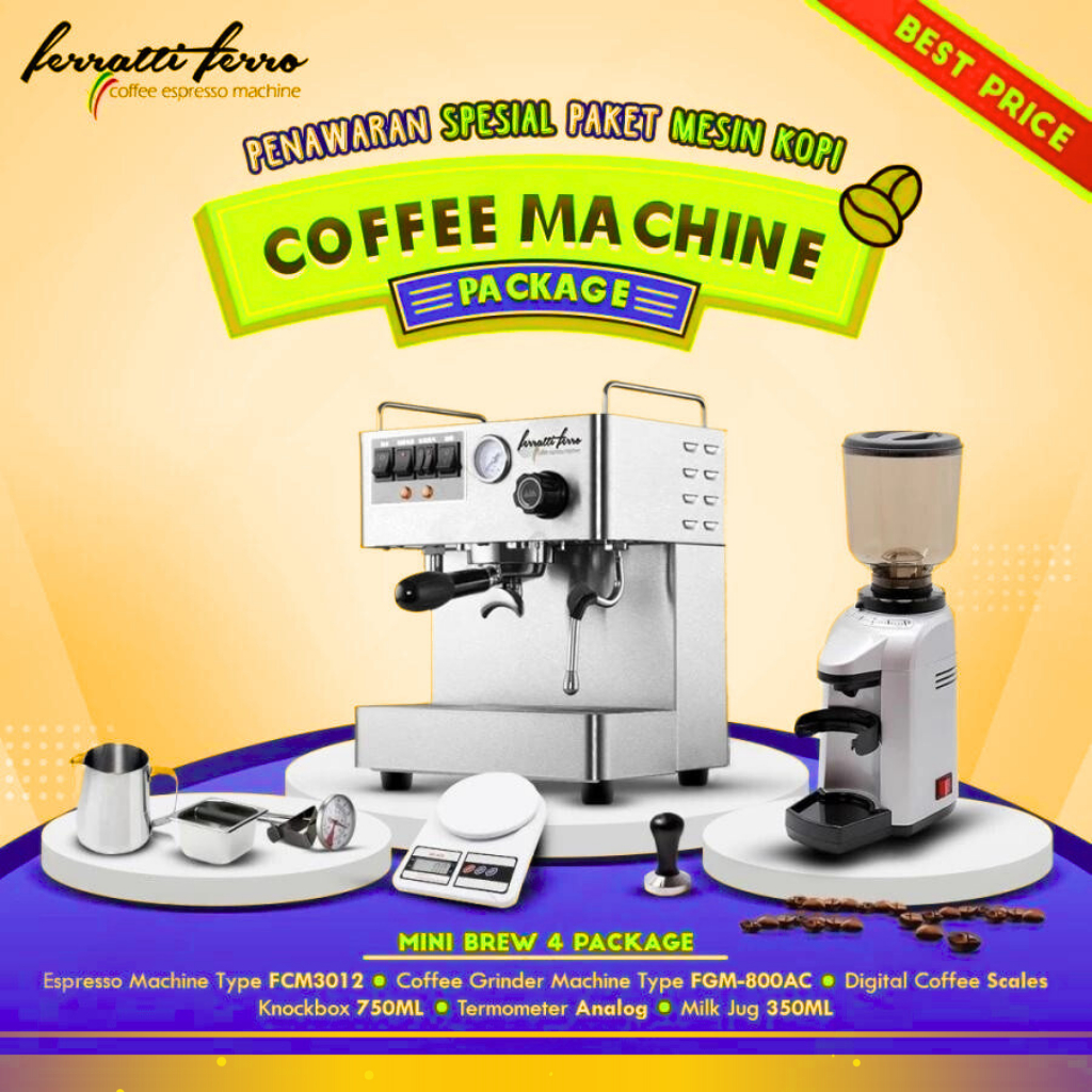 Paket Mesin Kopi Espresso / Mesin Kopi Ferratti Ferro - Mini Brew 4