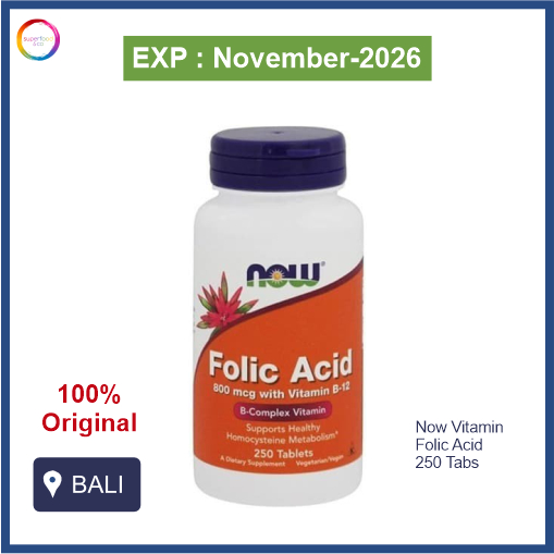 Now Vitamin Folic Acid 800MCG 250 Tabs