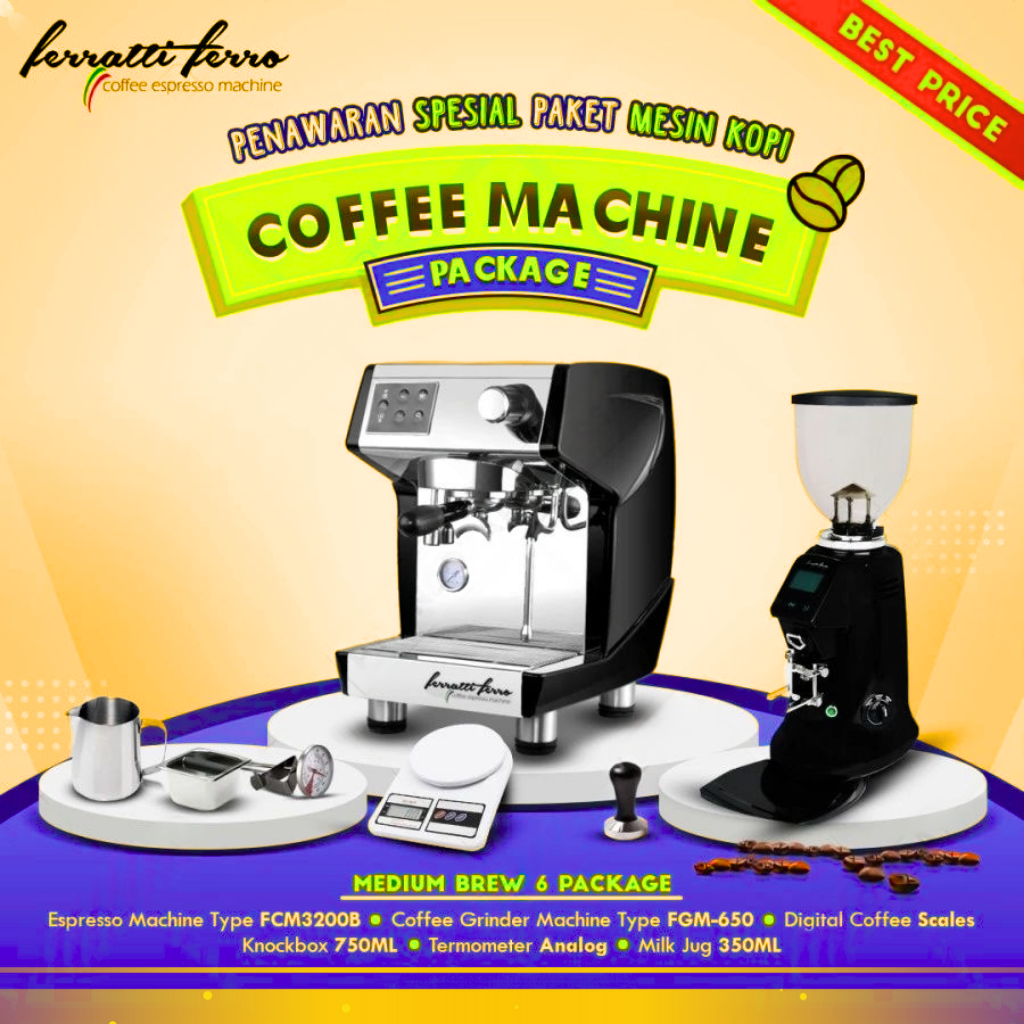 Paket Mesin Kopi Espresso / Mesin Kopi Ferratti Ferro - Medium Brew 6