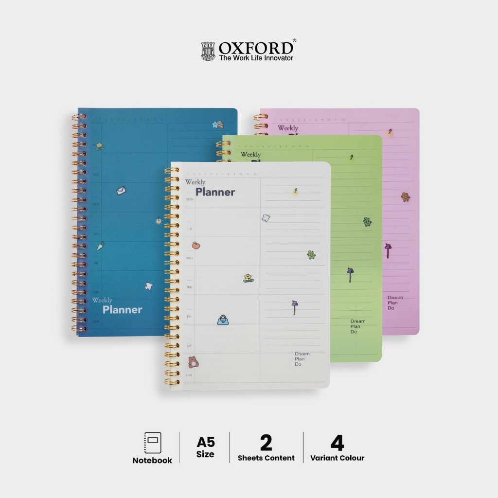

Oxford Weekly Planner A5 Undated 80 Lembar Cover Transparan Buku Agenda Catatan Harian