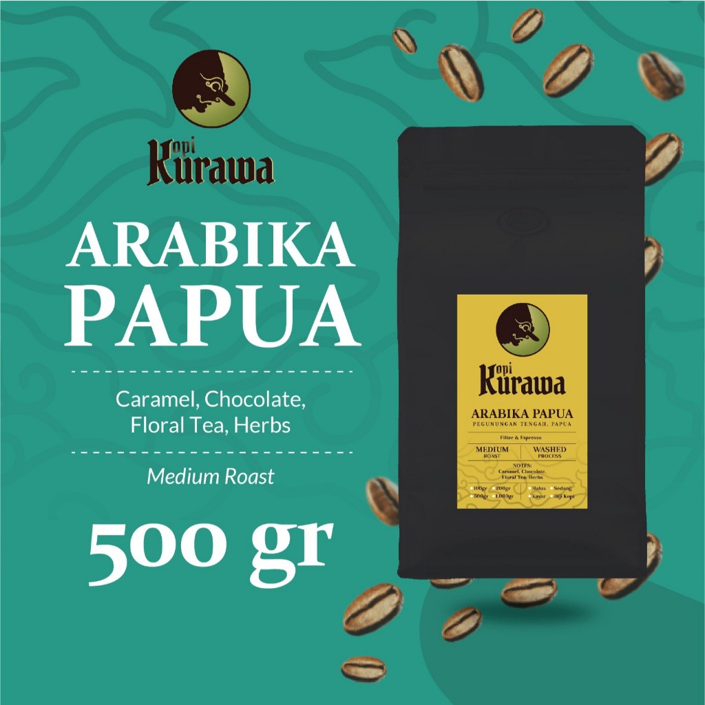 

Kopi Arabika Papua Wamena 500gr Arabica Coffee Roasted Beans Biji Bubuk