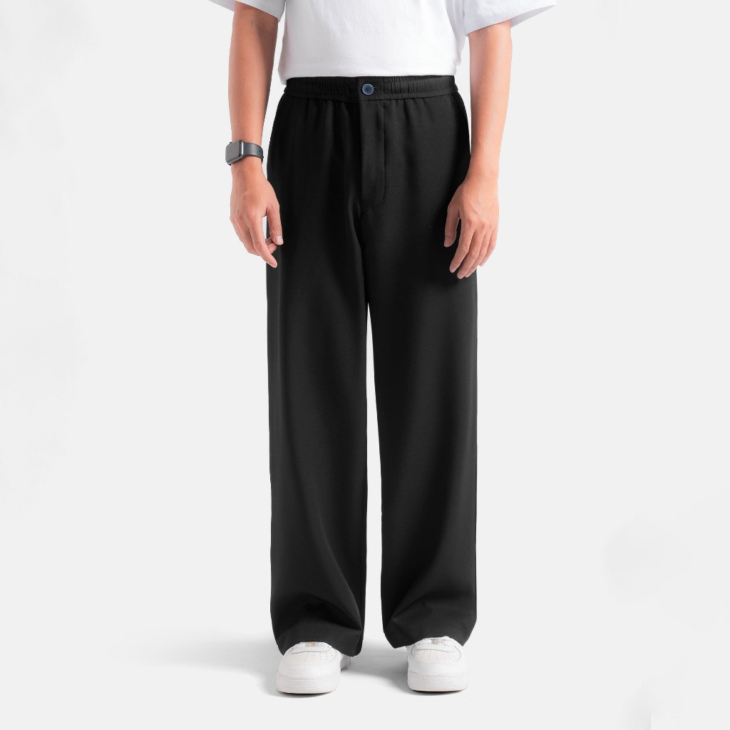 Kasual Celana Panjang Smart Wide Loose Black Pants Pria