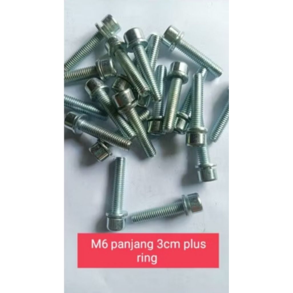 baut L m6 panjang 3cm plus ring