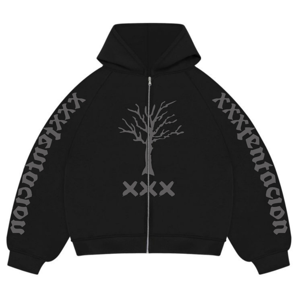 Hoodie Zipper XXXtentacion Hitam Pria Wanita FLEECE UNISEX