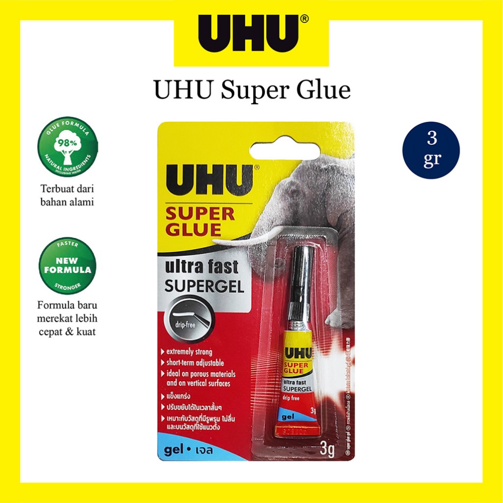 

Lem Uhu Super Glue Gel Blister 3 Gram / Adhesive Original Made In Germany