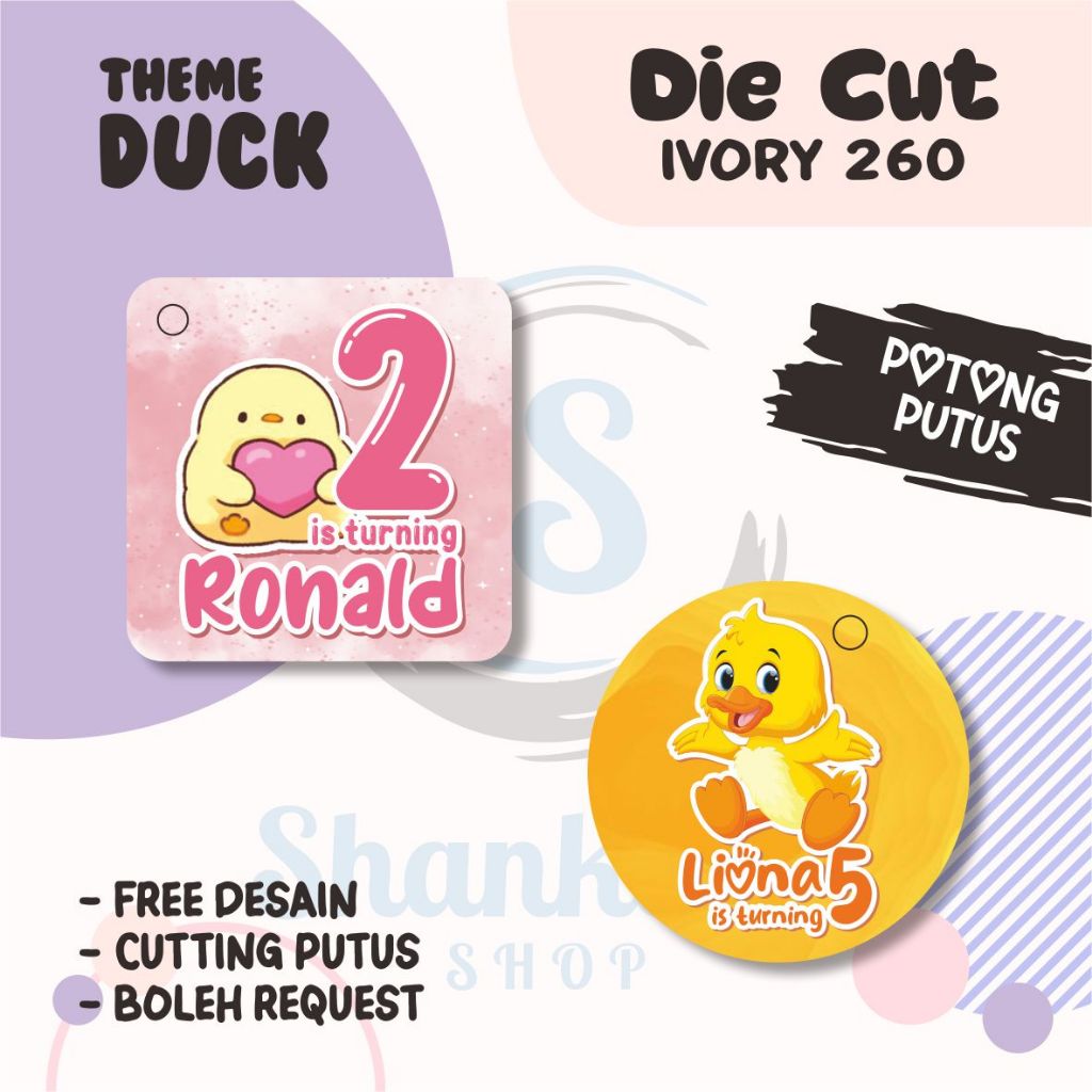 

Tag Bulat Kotak Ulang Tahun THEME DUCK /Tag Label Ulang Tahun / Hangtag Hampers Custom
