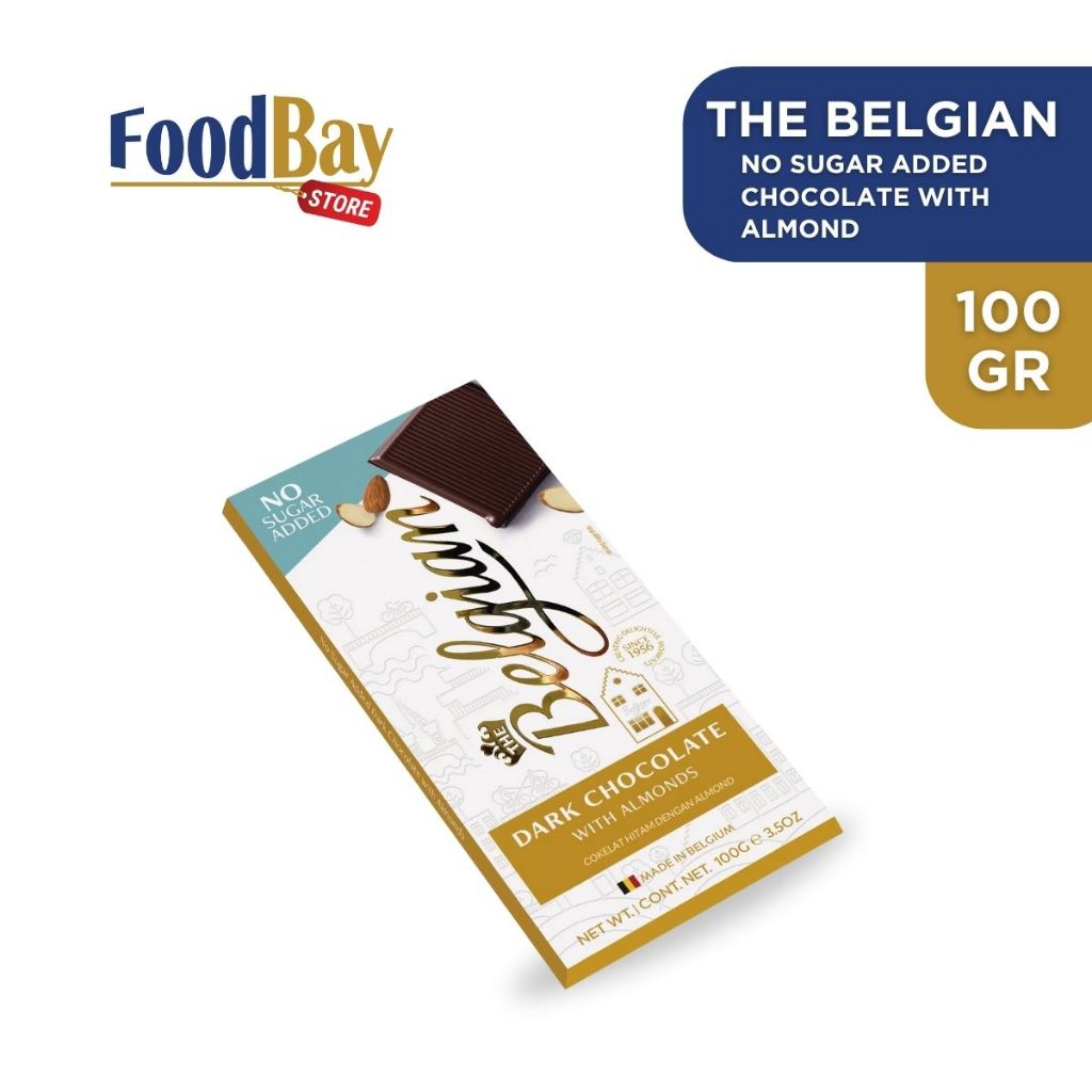 

The Belgian Chocolate No Sugar Added Dark Chocolate, Chocolate With Almond, Milk Chocolate 100 Gr