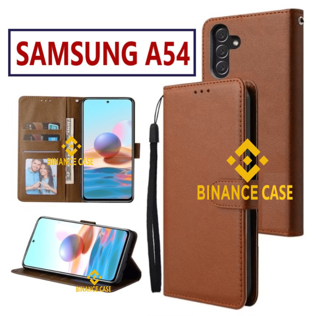 LEATHER FLIP CASE SAMSUNG A54 CASE KULIT FLIP WALLET LEATHER KULIT PREMIUM SARUNG BUKA TUTUP KESING 