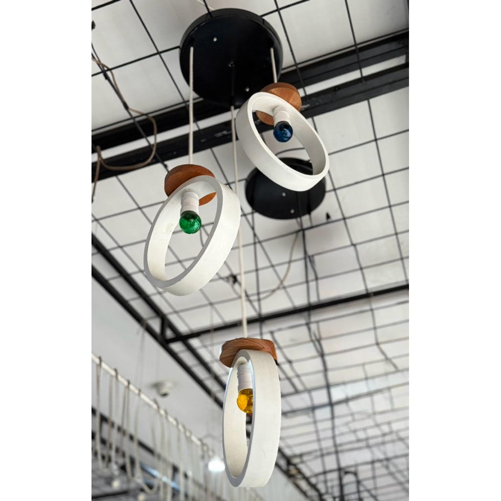 [ satu set ] kap lampu hias gantung bulat putih aestetic