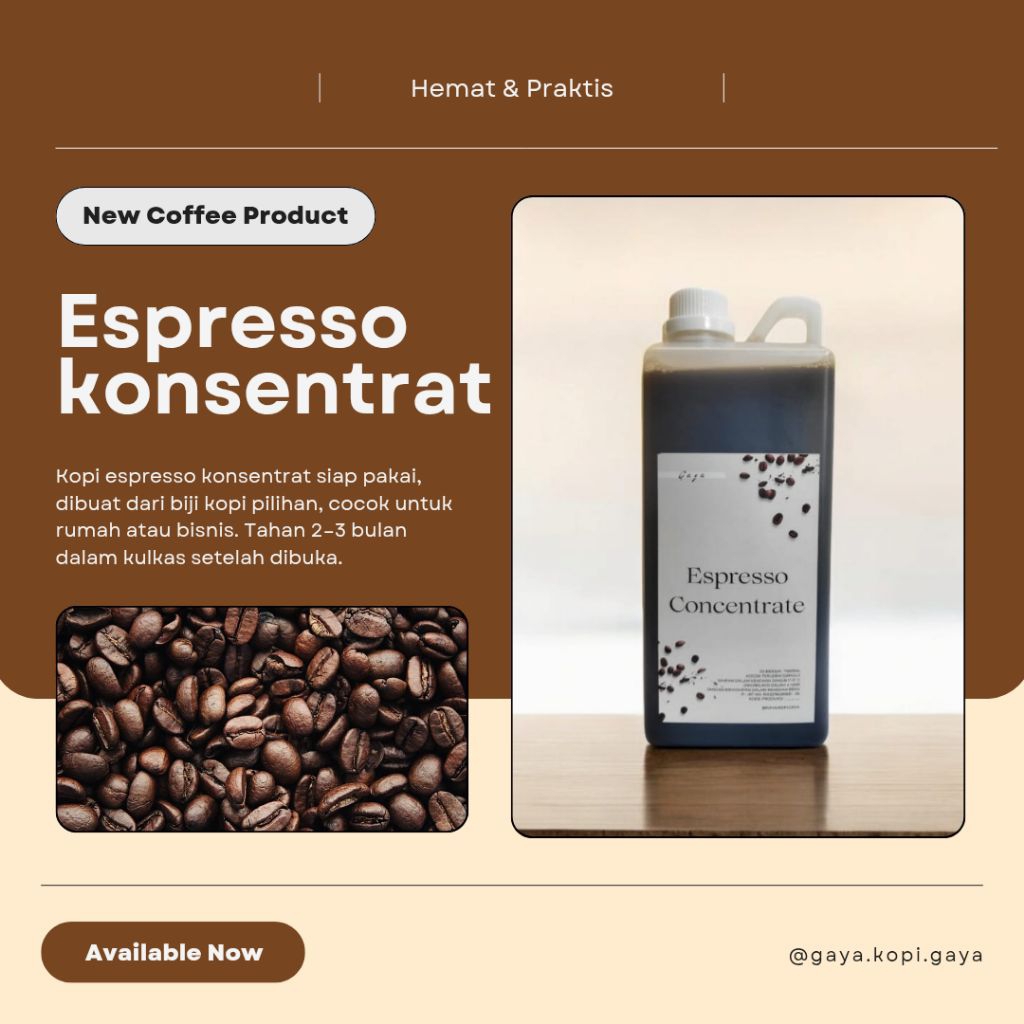 

Espresso konsentrat - Kopi Konsentrat - 100% Robusta - Cocok Untuk Rumah & Usaha