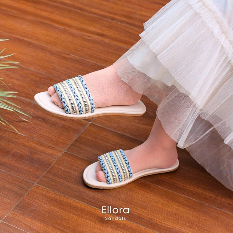 [DAPAT 2 PASANG] ONE LOVE ELLORA SANDAL - SANDAL FLAT WANITA