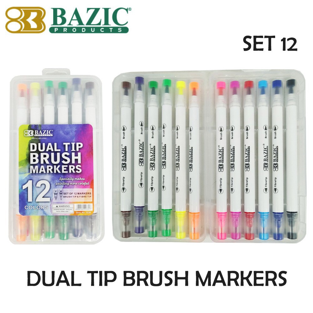 

Brush Tip Markers Spidol Bazic 12 Colors