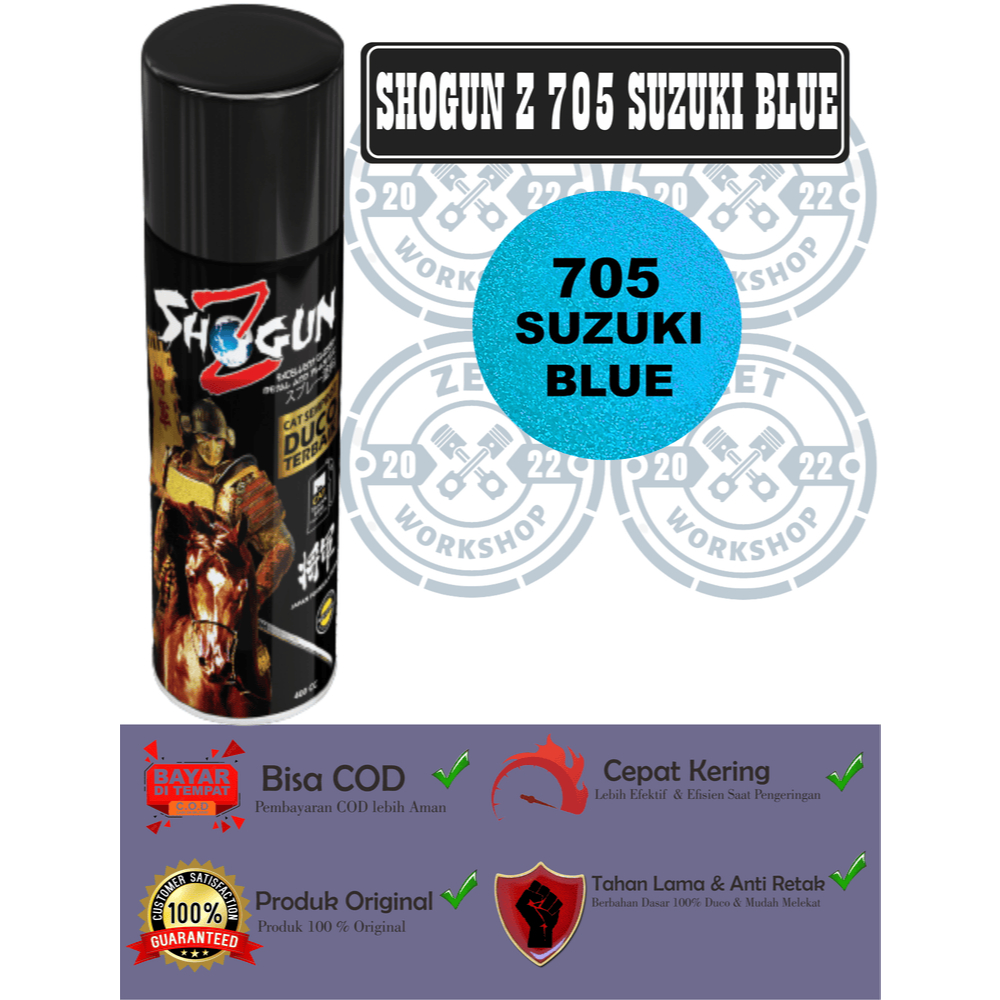 Shogun Z Cat Semprot Aerosol Duco Pilok Pilox Warna  Candy Suzuki Blue 705 / Biru Candy Terang Mengk