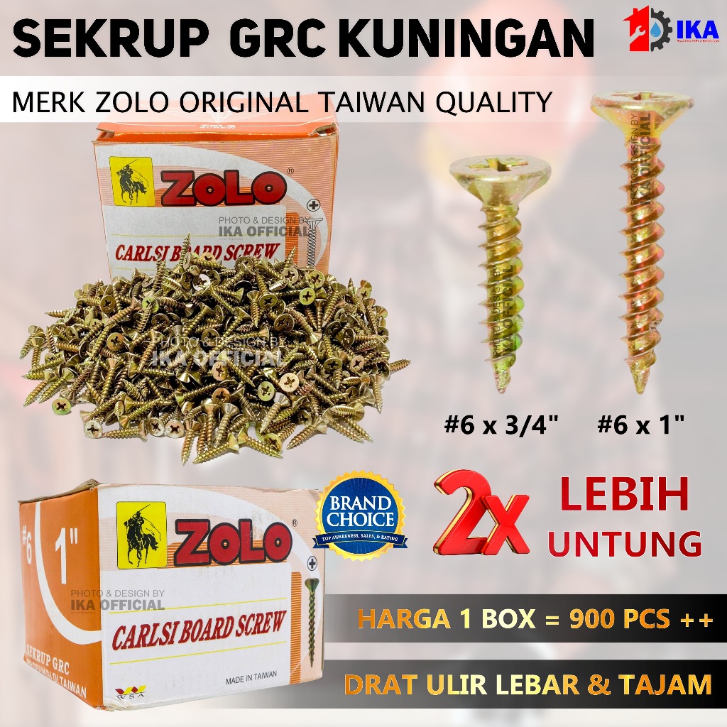 (PER BOX) SKRUP GRC KALSIBOARD 6 X 1 IN SEKRUP GRC 2,5 CM 25 MM CALCIBOARD SCREW 6 x 3/4 Inch CNC / 