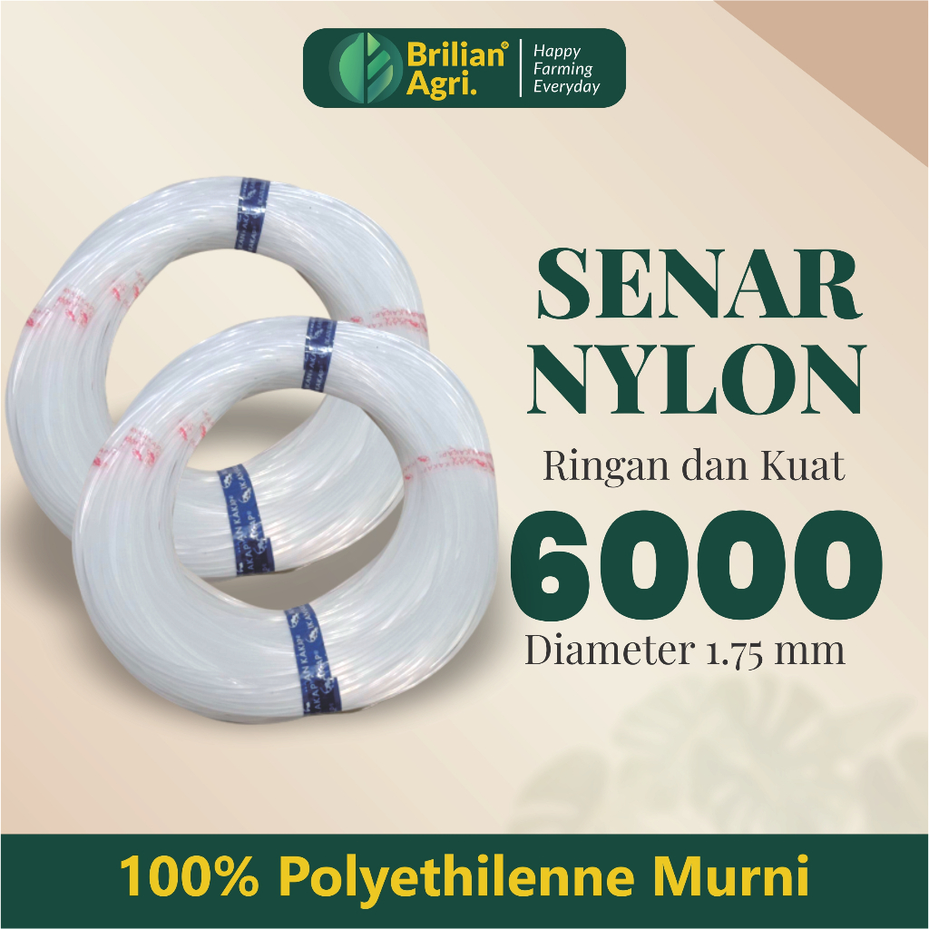 BRILIAN - Senar Cap Ikan Kakap Ukuran 6000 per Roll /Tali Senar Pancing / Senar Layangan