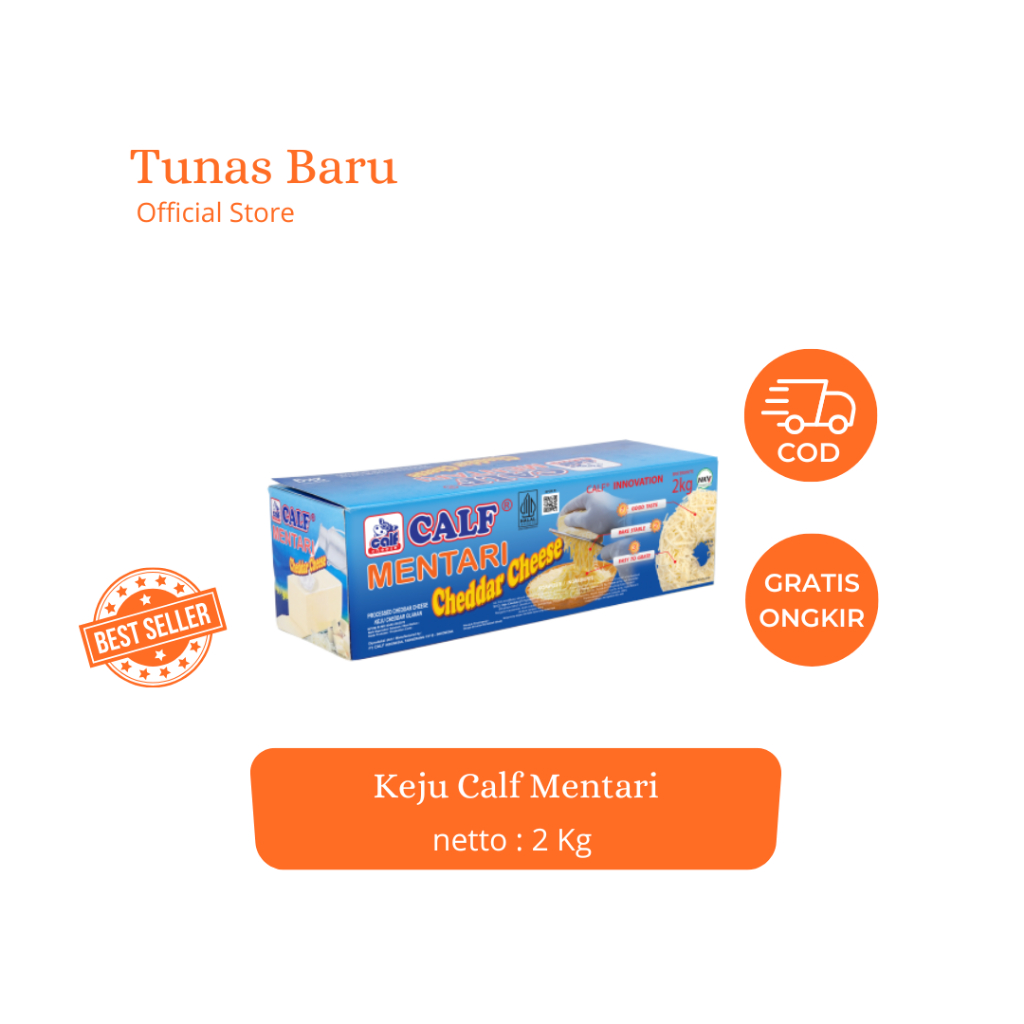 

Calf Mentari Cheddar Cheese 2 kg / Keju Mentari