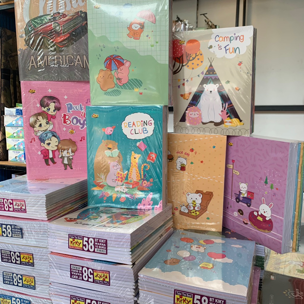 

1 PAK ISI 10 BUKU TULIS KIKY 58 Warna LEMBAR murah