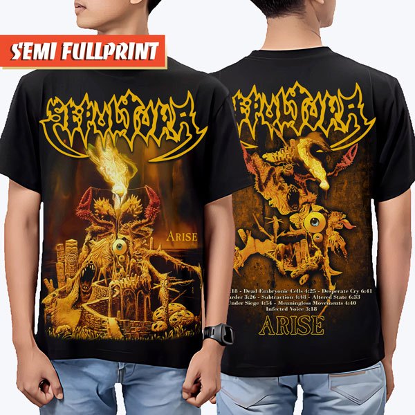 KAOS SEPULTURA SEMI FULLPRINT | BAJU BAND BOOTLEG METAL ROCK THRASH UNISEX | ARISE ALBUM TOUR